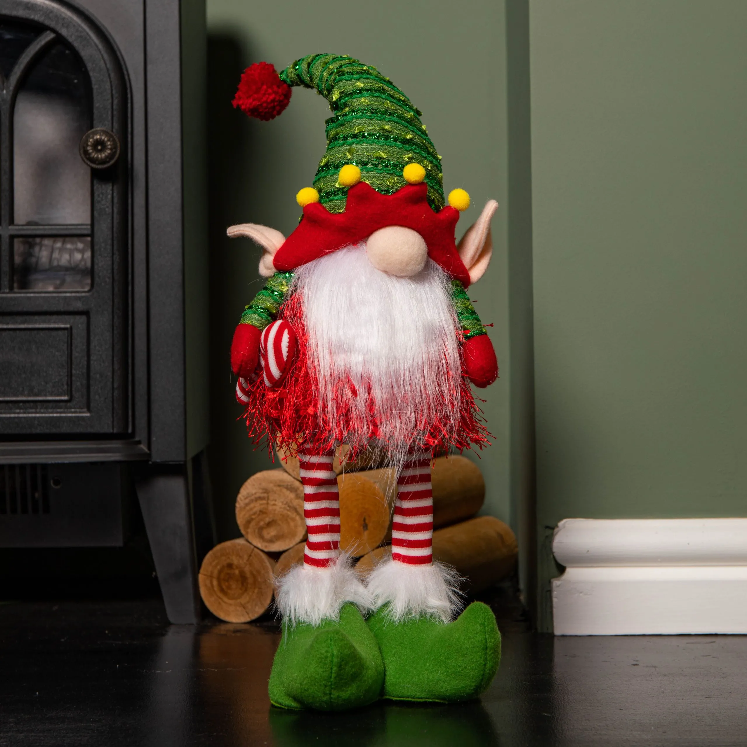 46cm Battery Operated Light up Standing Christmas Elf Gonk with Warm White LEDs