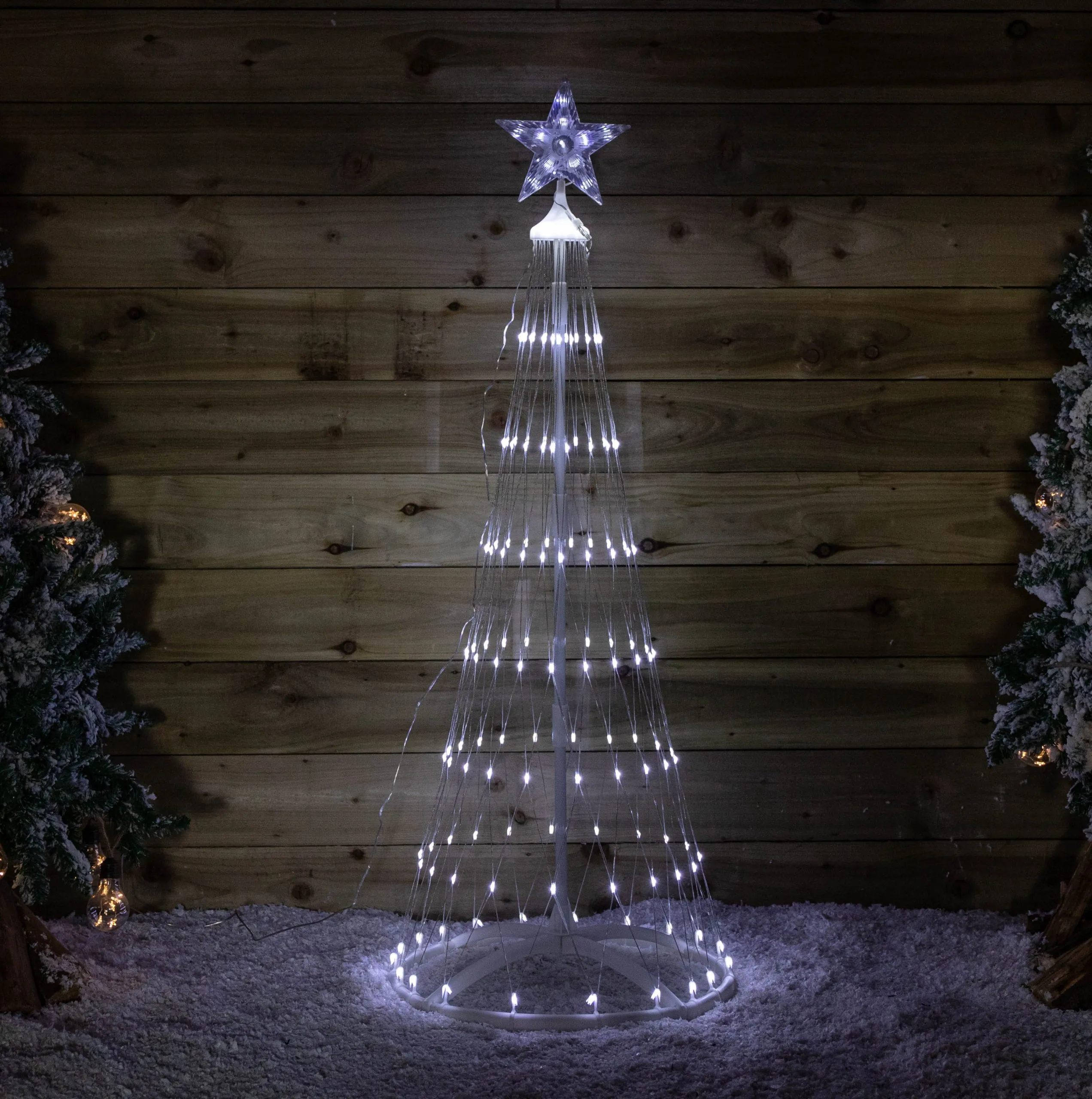 1.35m Light up Christmas Cone Tree with 160 White LEDs and Timer Function