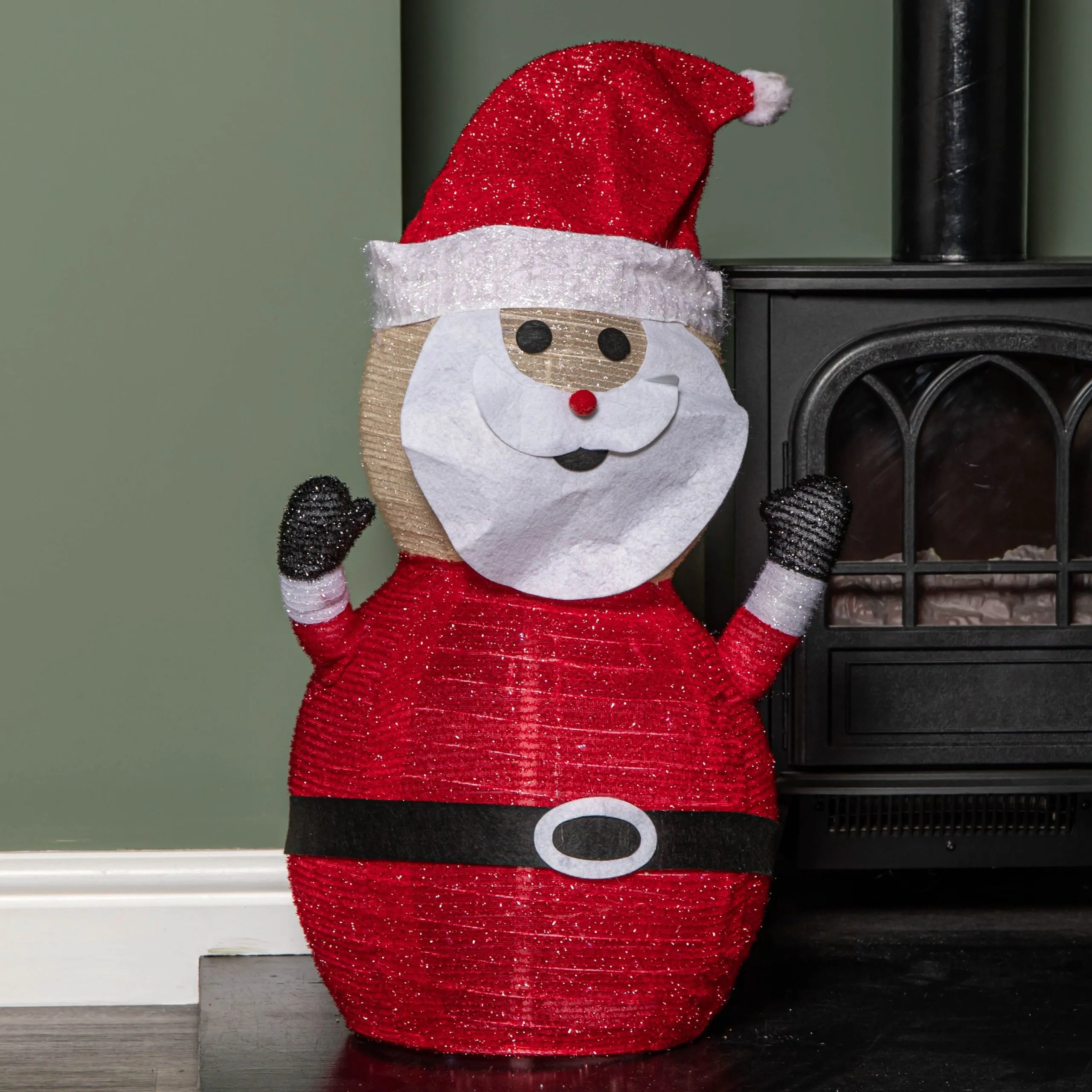 70cm Battery Operated Pop up Christmas Santa with Static & Flashing White LEDs