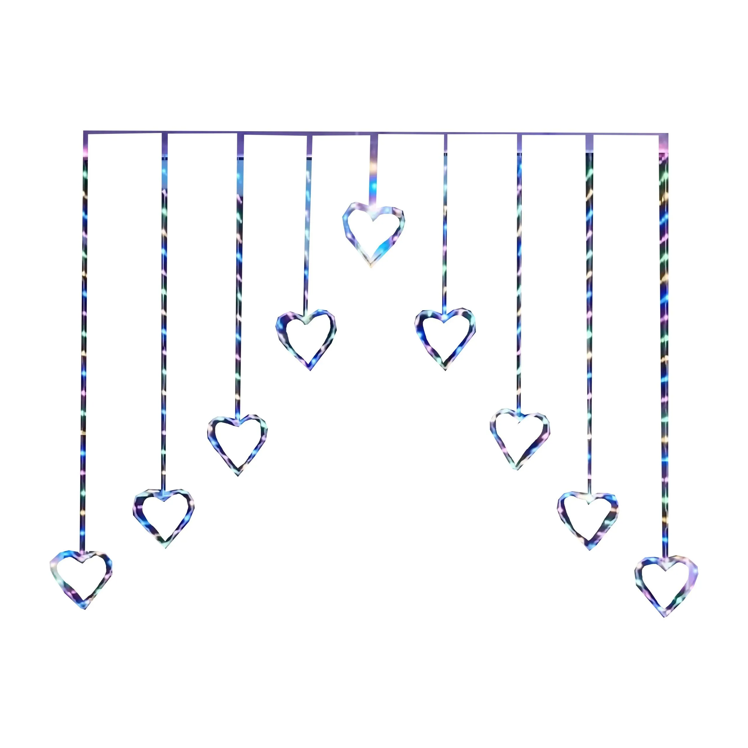 1.2 x 1.2m Light up Heart Curtain Lights with 229 Multi-Coloured LEDs
