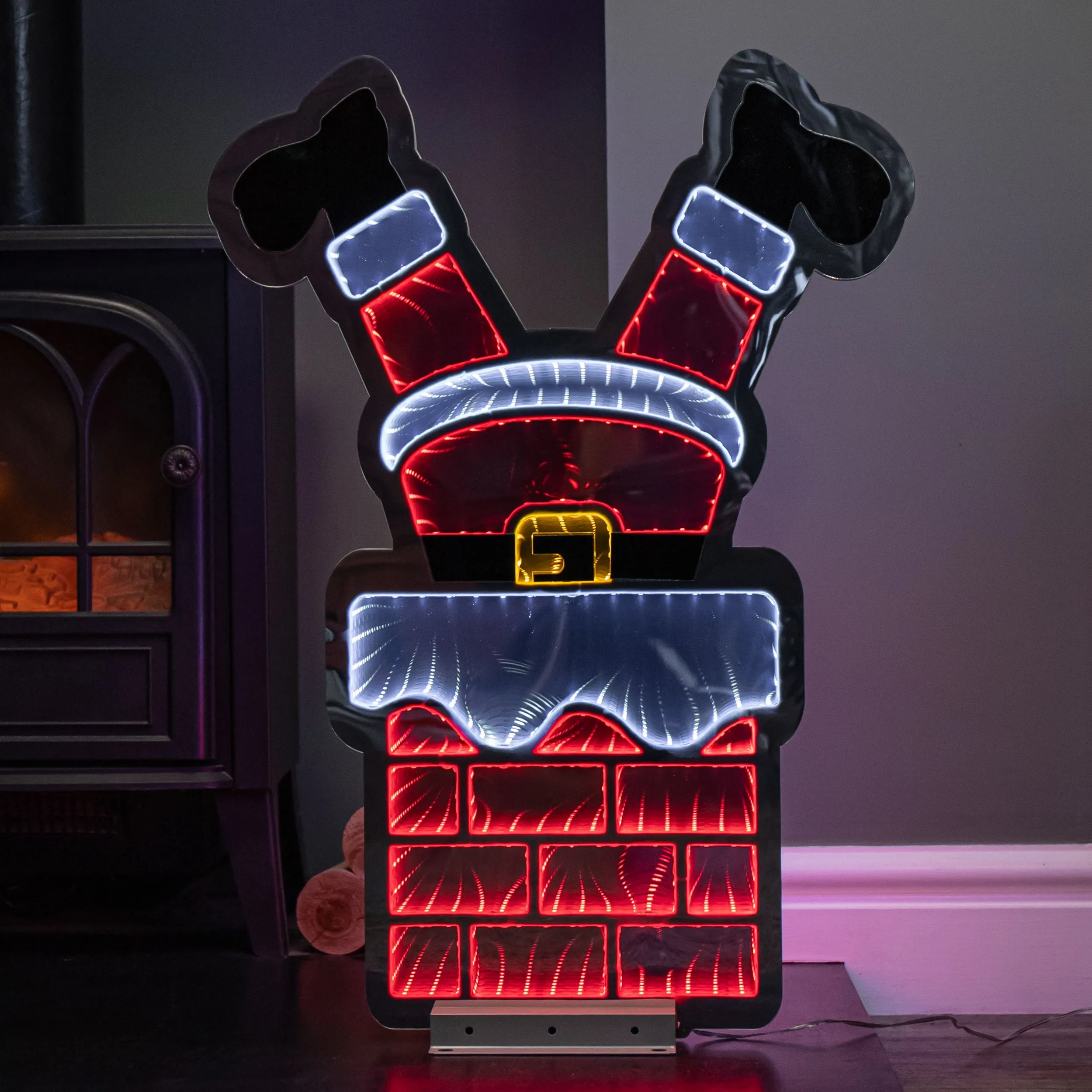 Lightup Santa's Leg in Chimney Christmas Infinity Decoration with LEDs