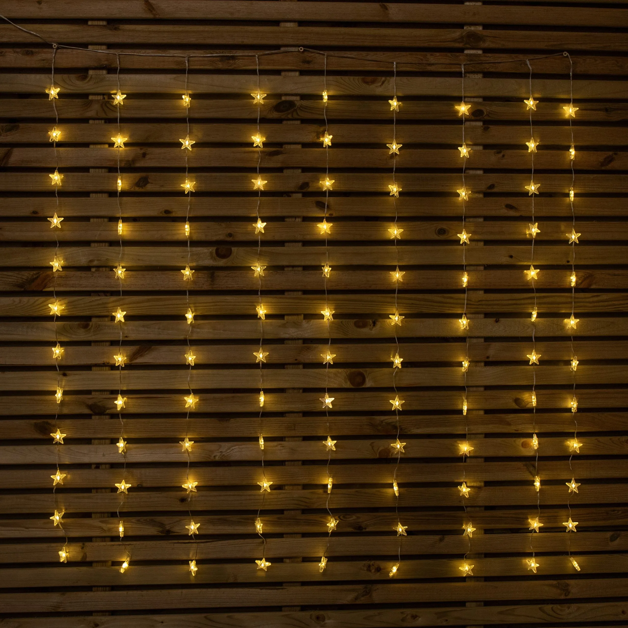 Light up Christmas Star Curtain Lights with 108 Warm White LEDs