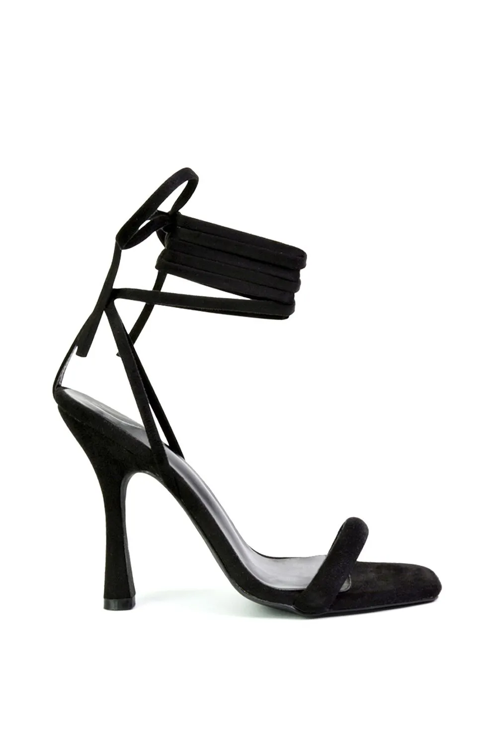 'Cary' Faux Suede Lace Up Square Toe Strappy Stiletto High Heels