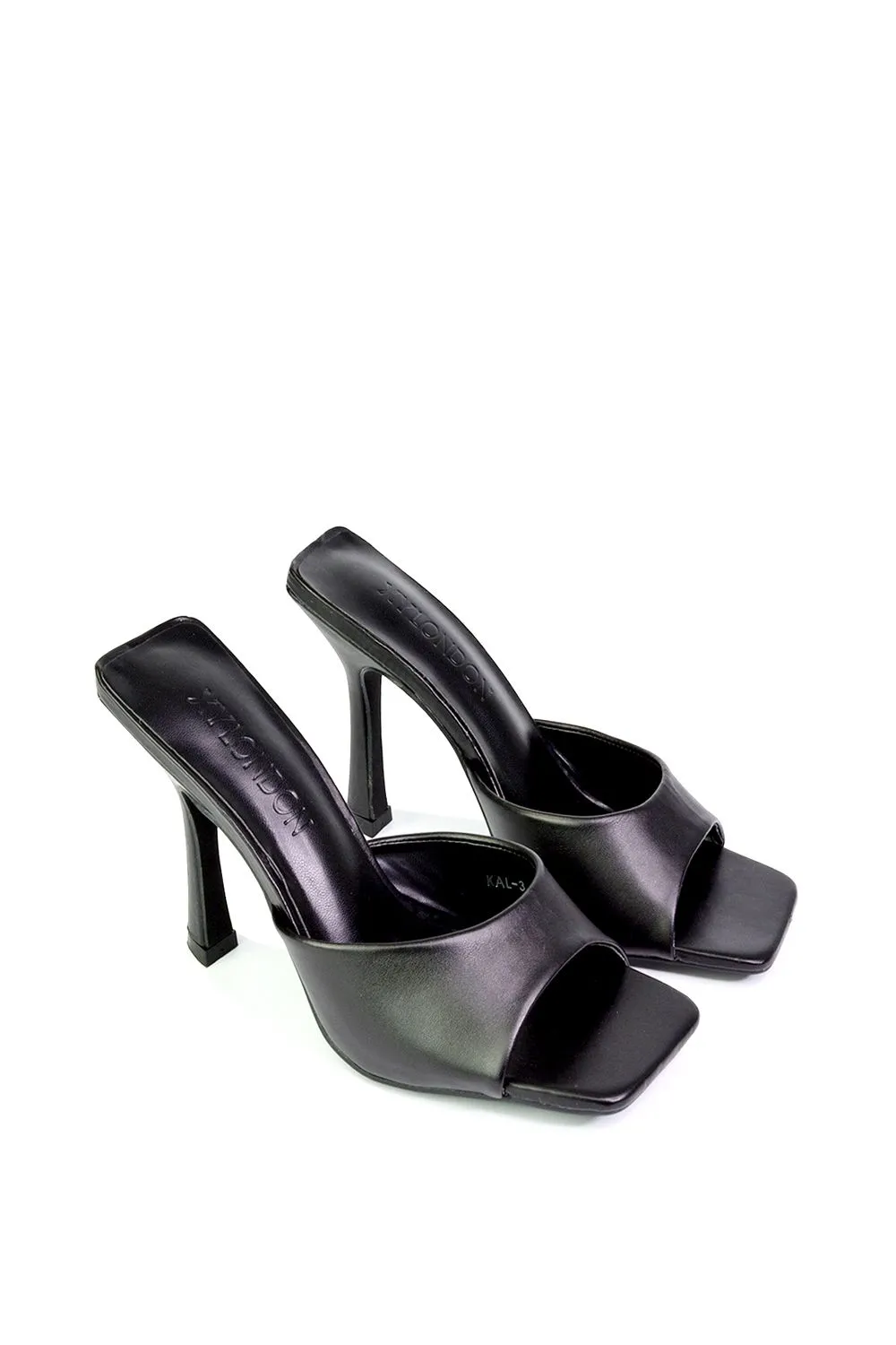 'Carla' Slip On Stiletto High Heel Square Toe Mule Sandals