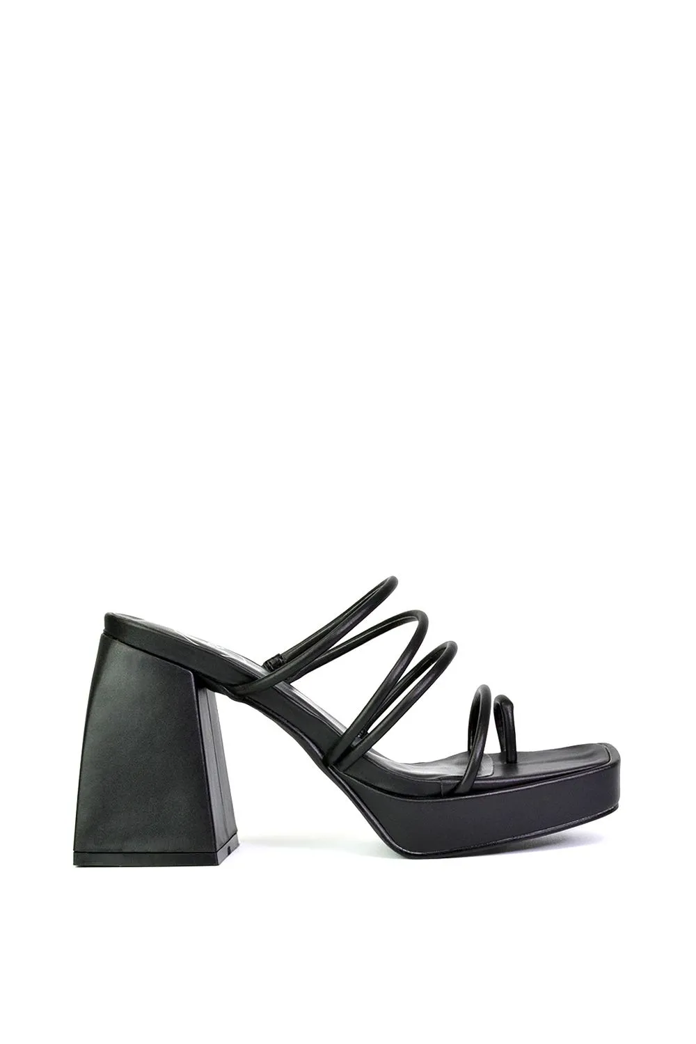 'Colt' Strappy Square Toe High Block Heel Platform Mule Sandals