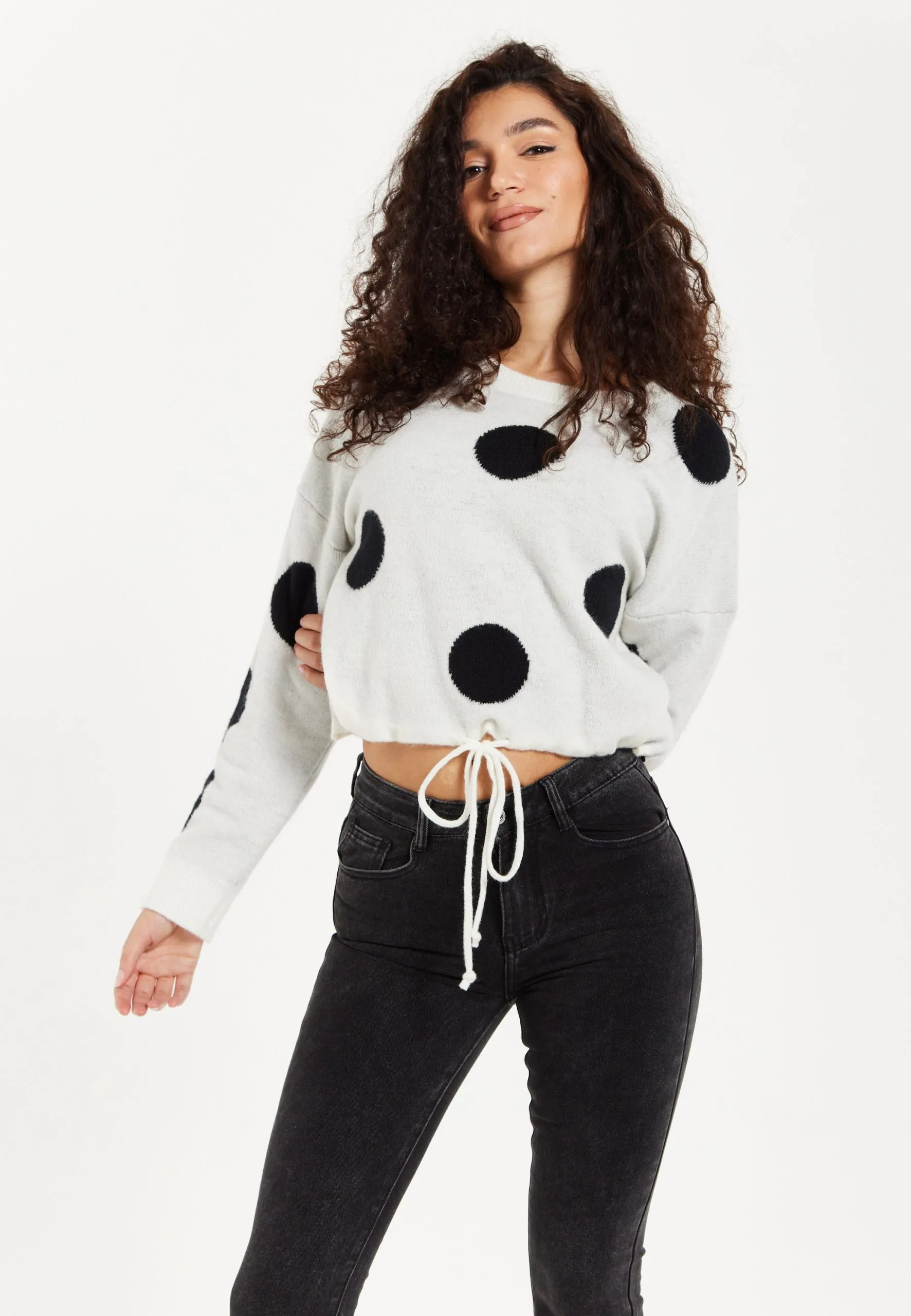 Black Polka Dot Jumper In White