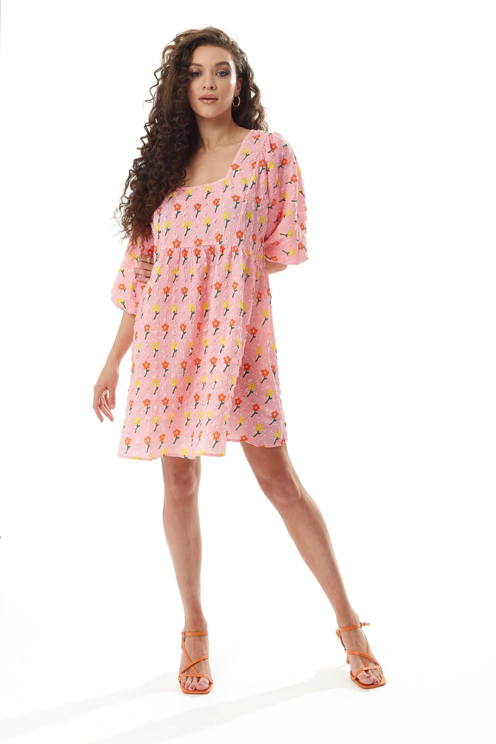 Pink Floral Smock Mini Dress