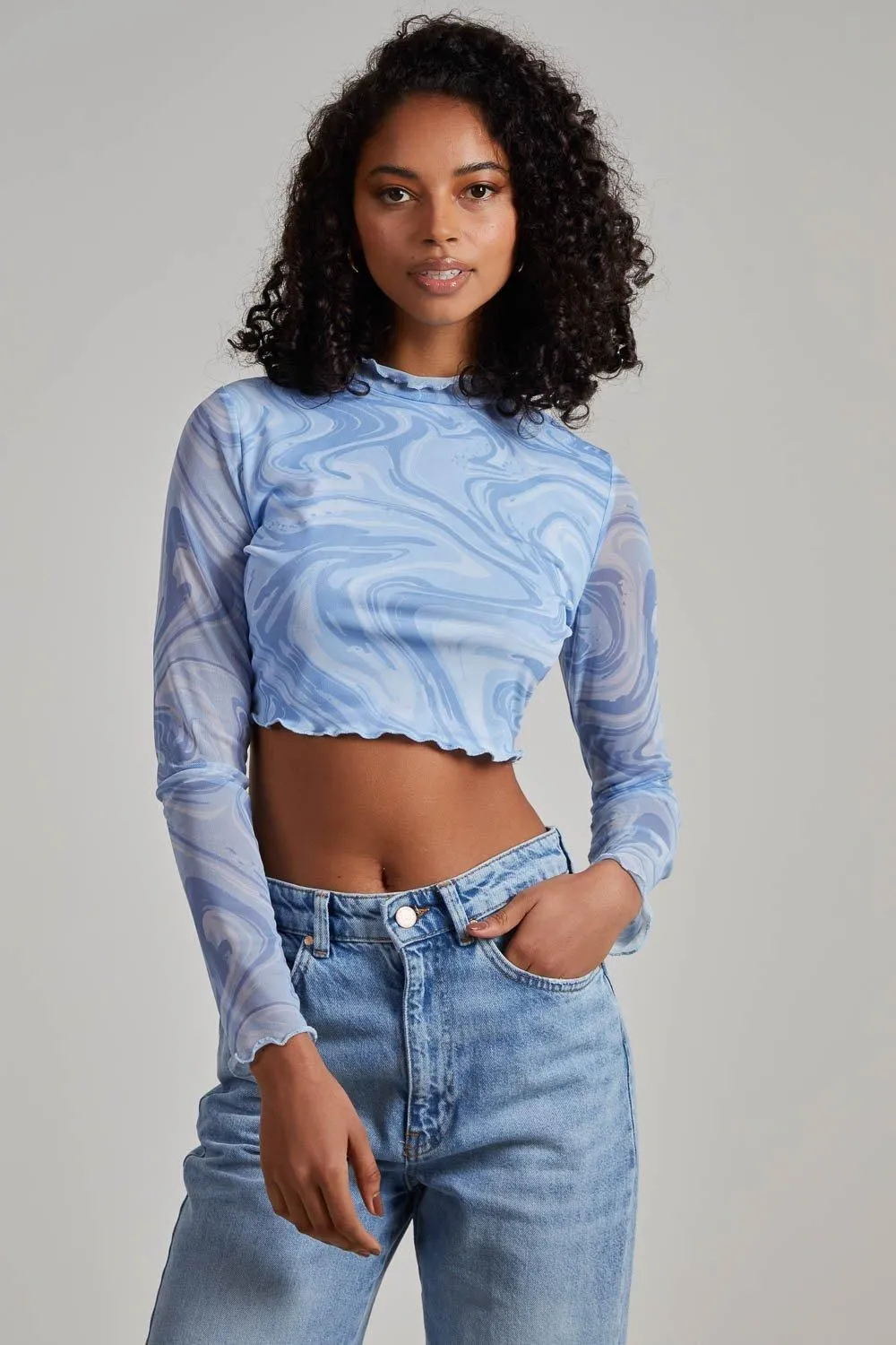 Swirl Long Sleeve Mesh Top