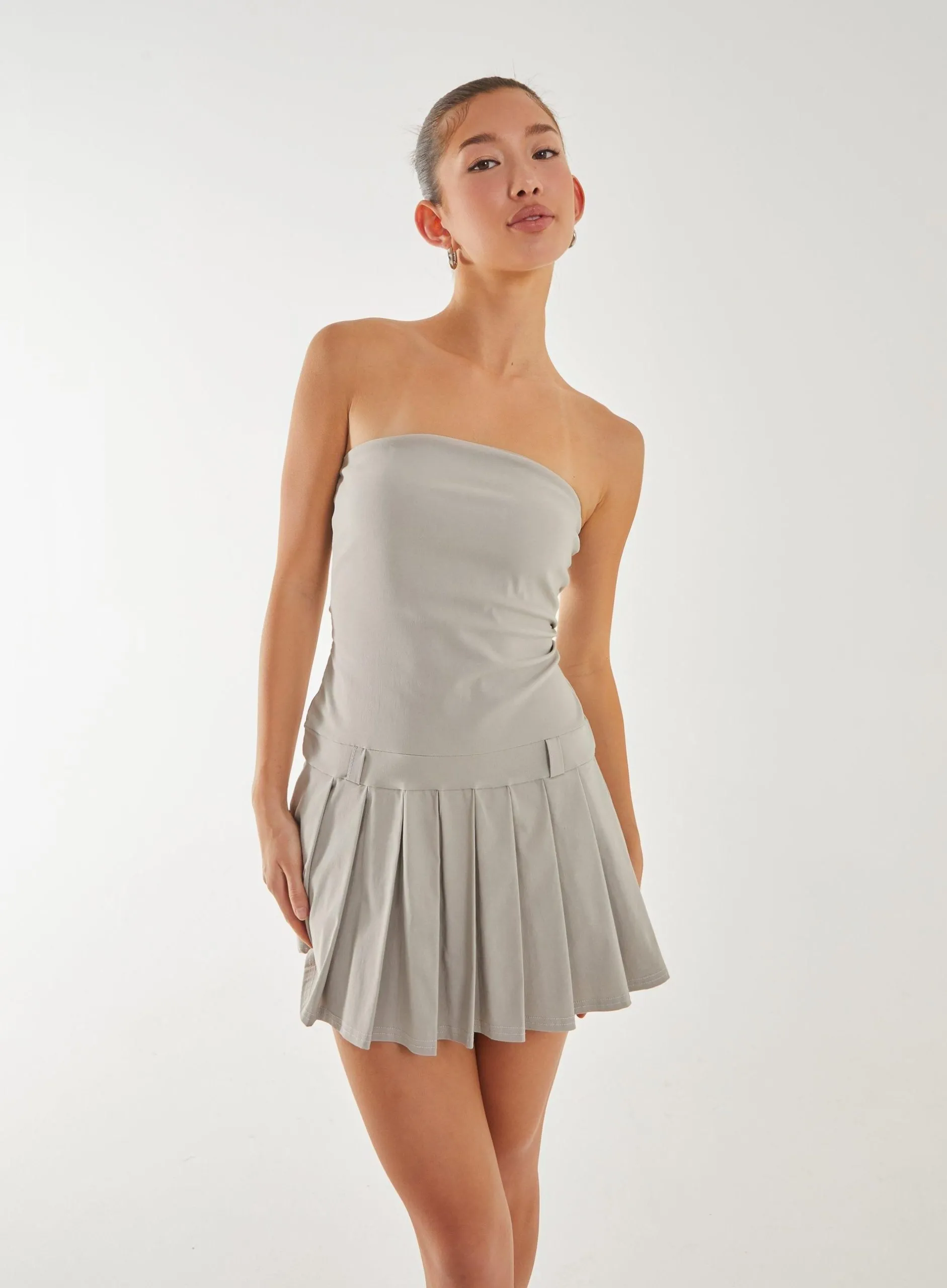 Strapless Pleated Mini Dress