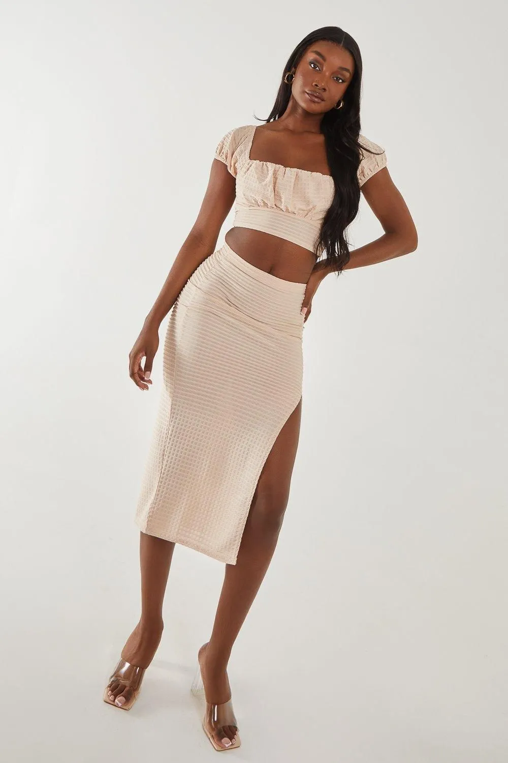 Textured Jersey Puff Sleeve Top