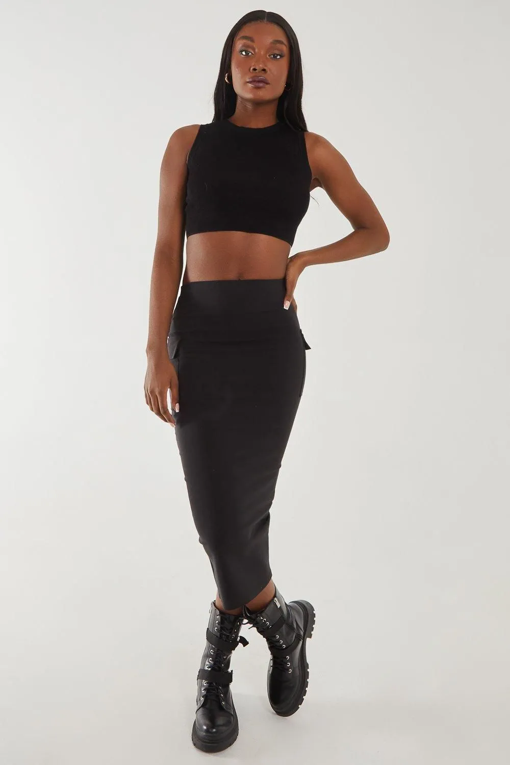 Utility Cargo Midi Skirt