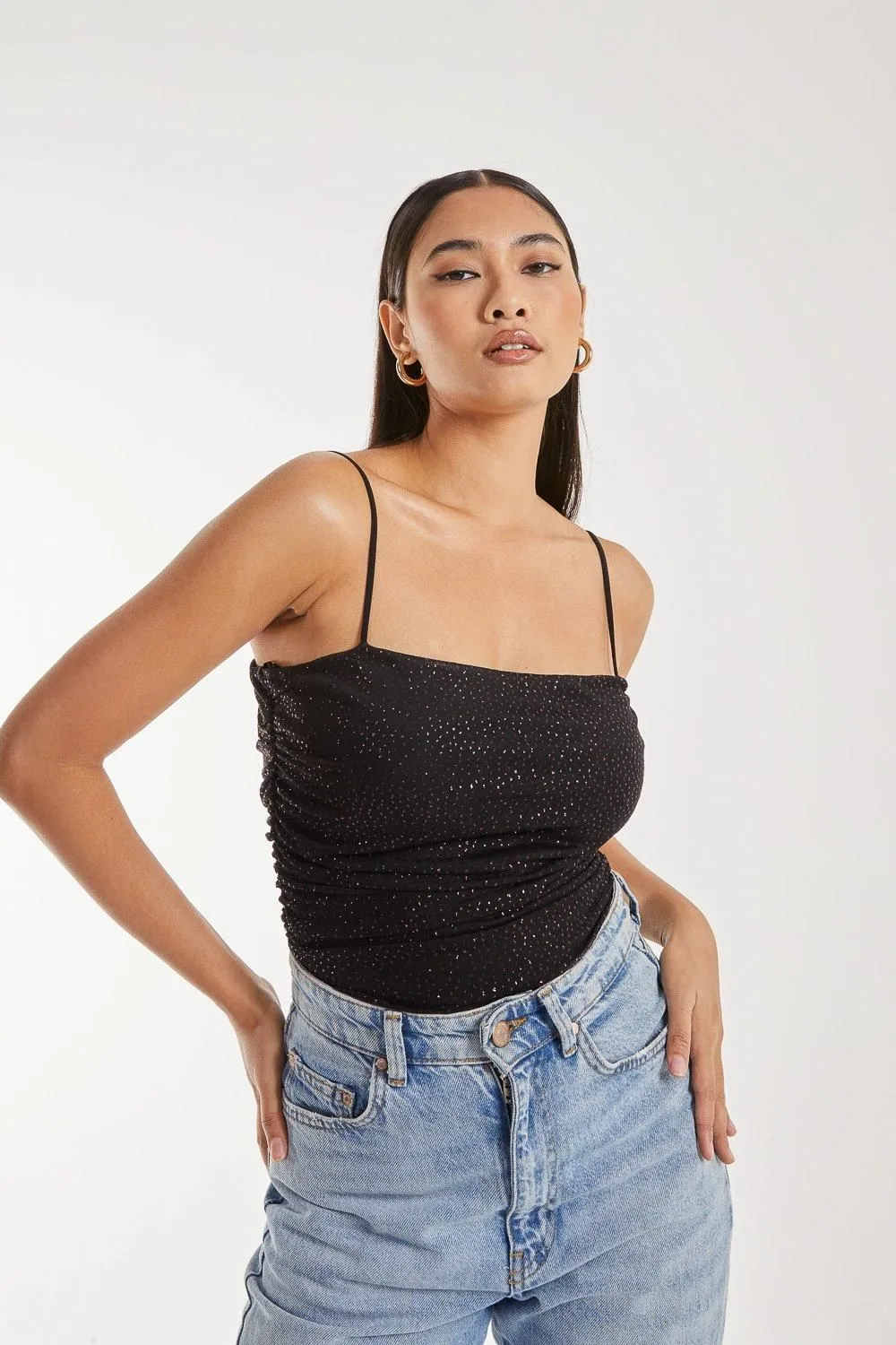 Strappy Sparkle Mesh Bodysuit