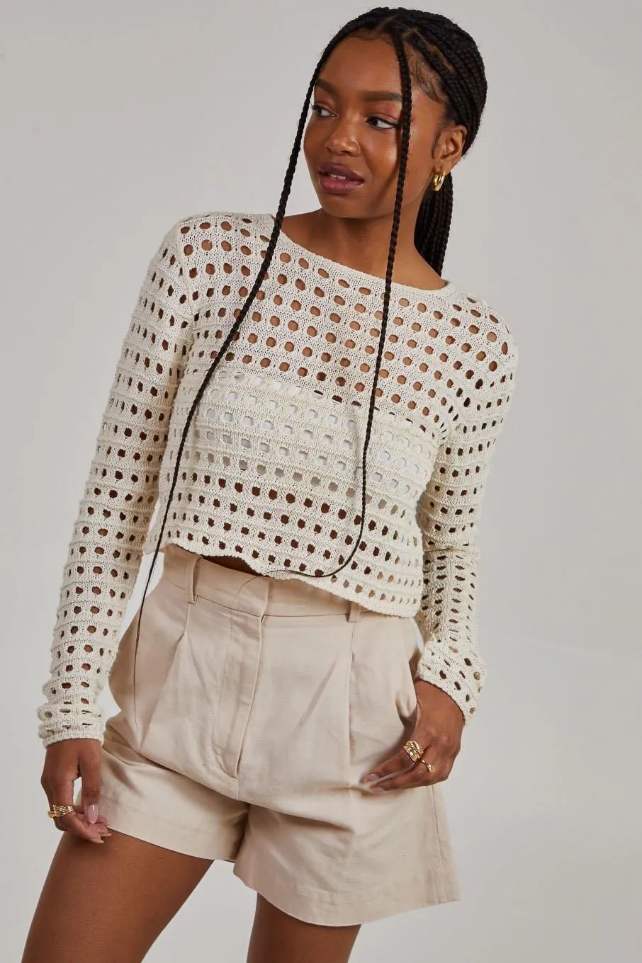 Long Sleeve Crochet Top