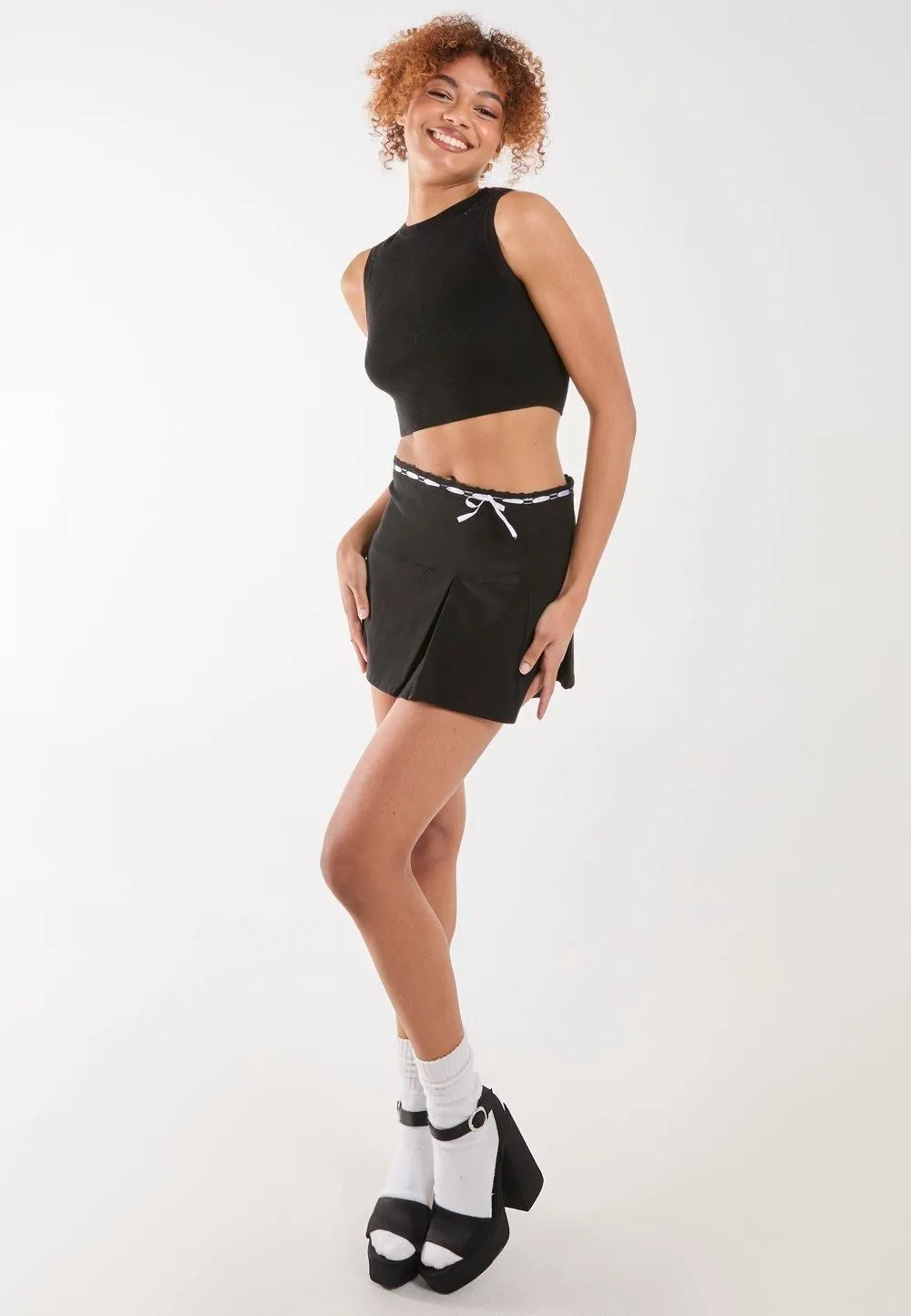 Bengaline Bow Detail Mini Skirt