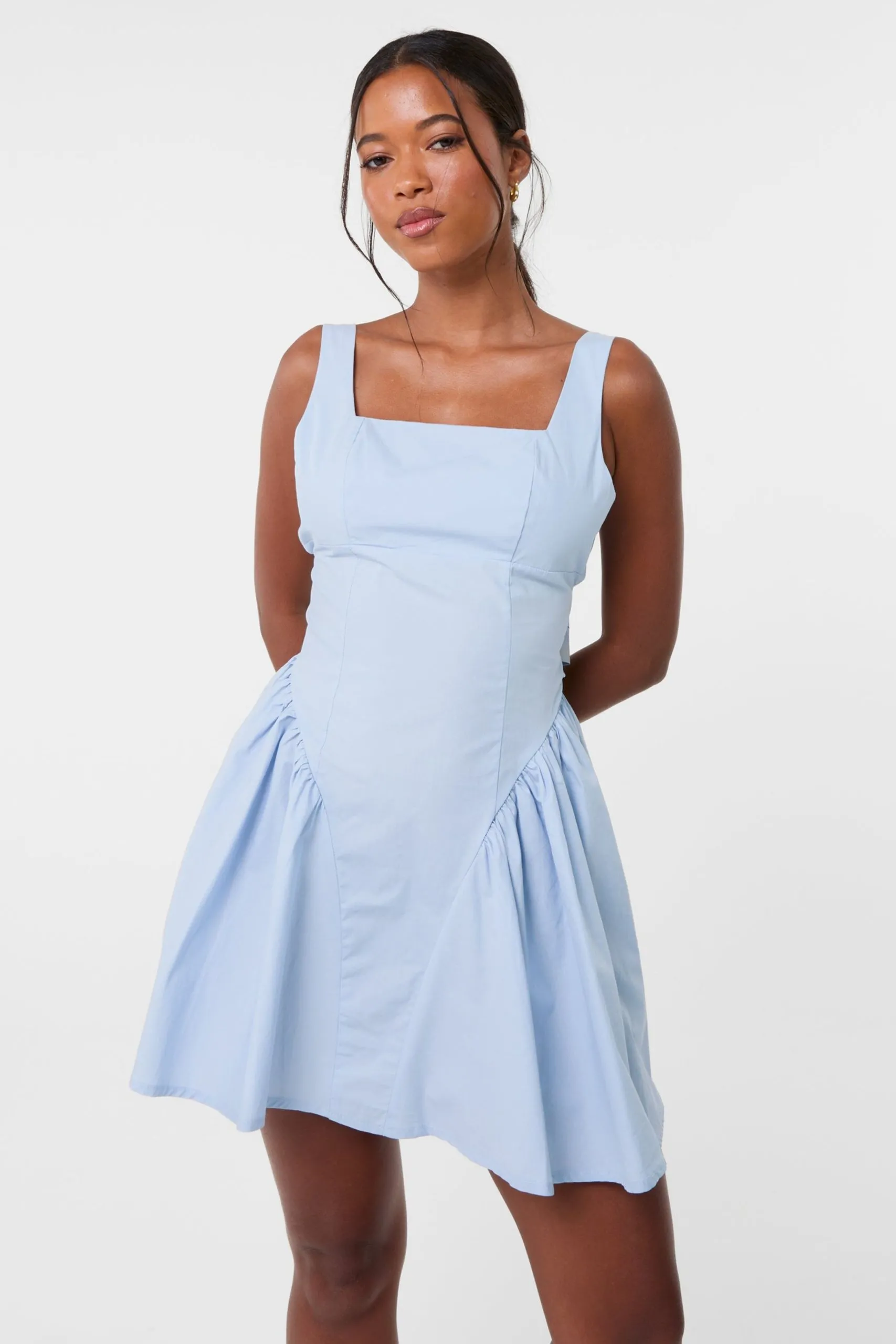 Blue Bow Back Mini Dress