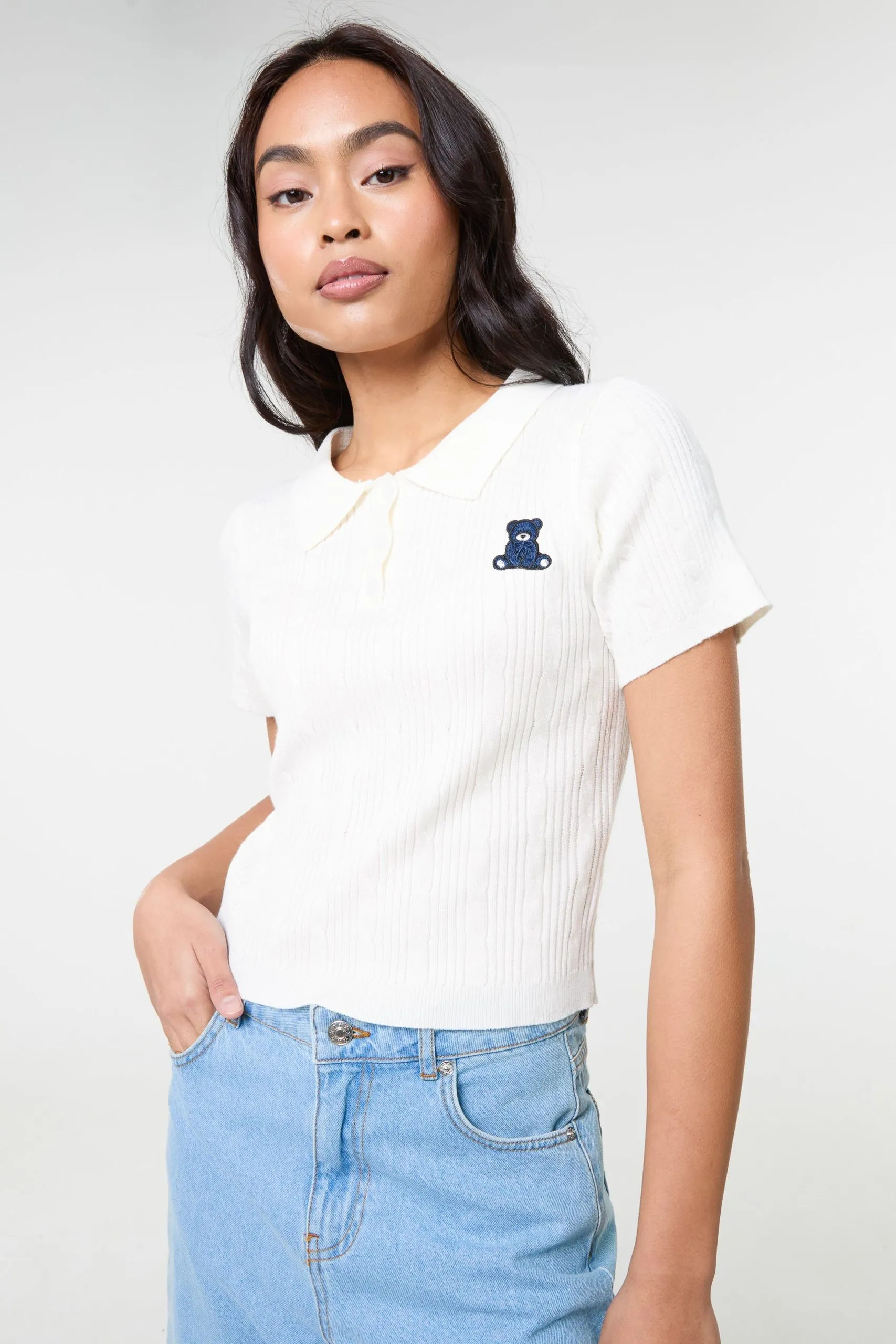 Ivory Cherub Cable Knit Top