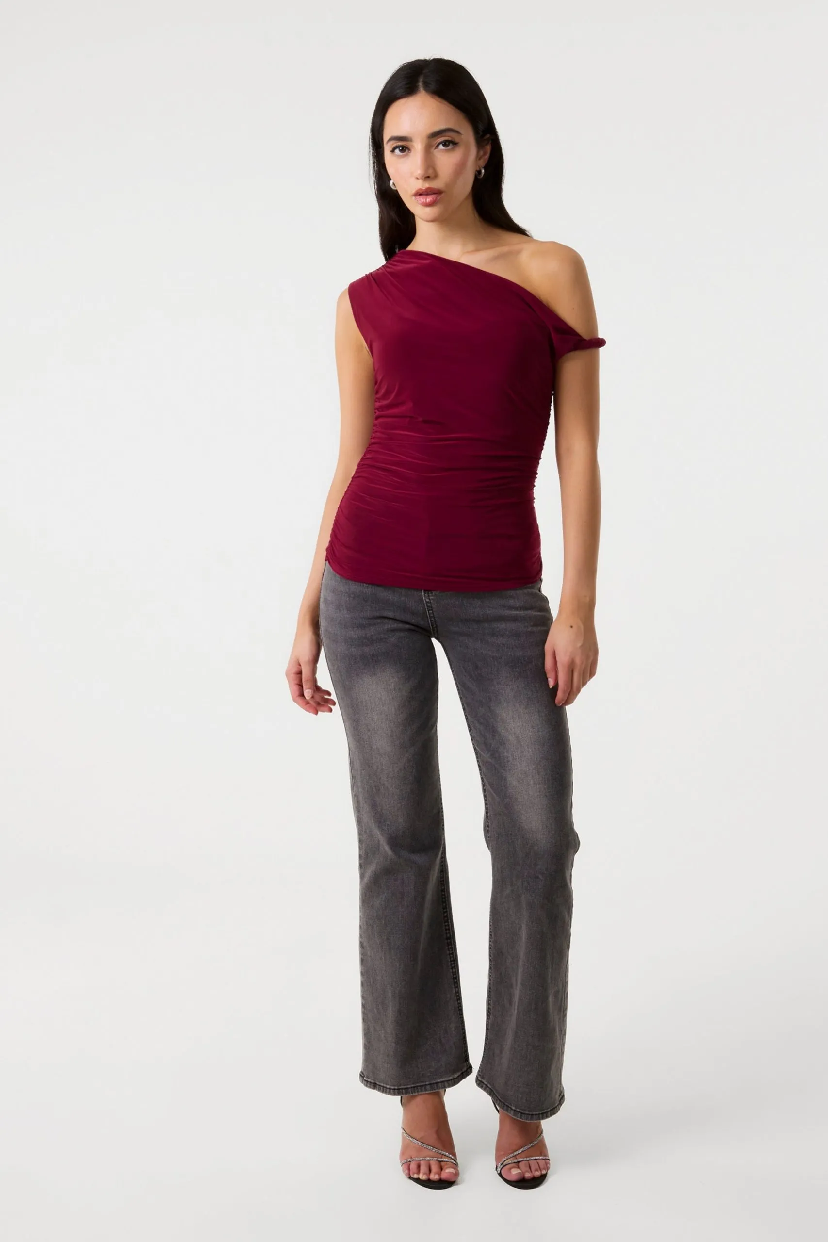 Wine Twist Shoulder Top