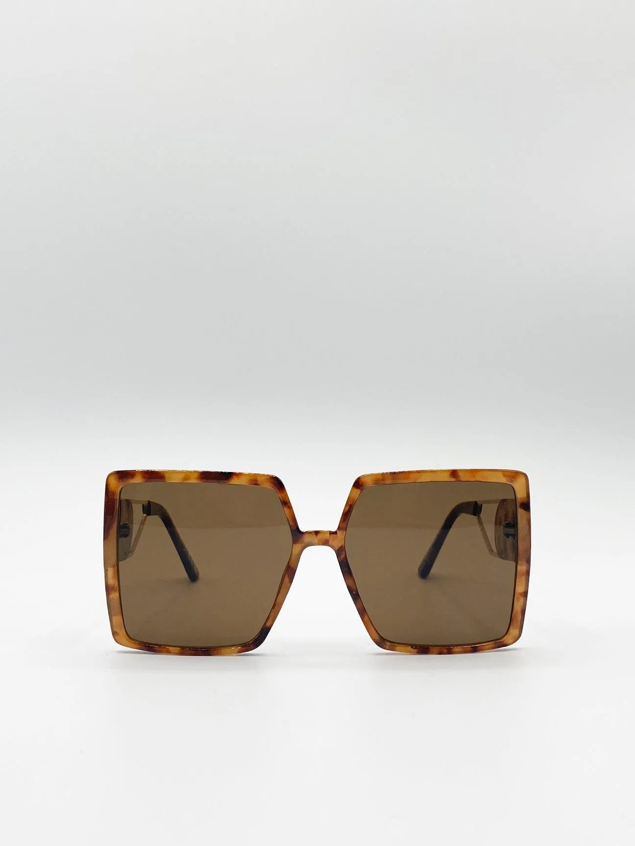 Oversized Square Sunglasses With Temple Frame Detail