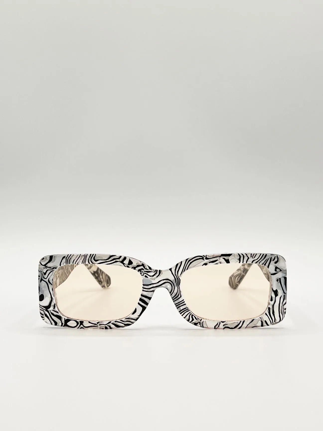 Zebra Print Square Frame Sunglasses