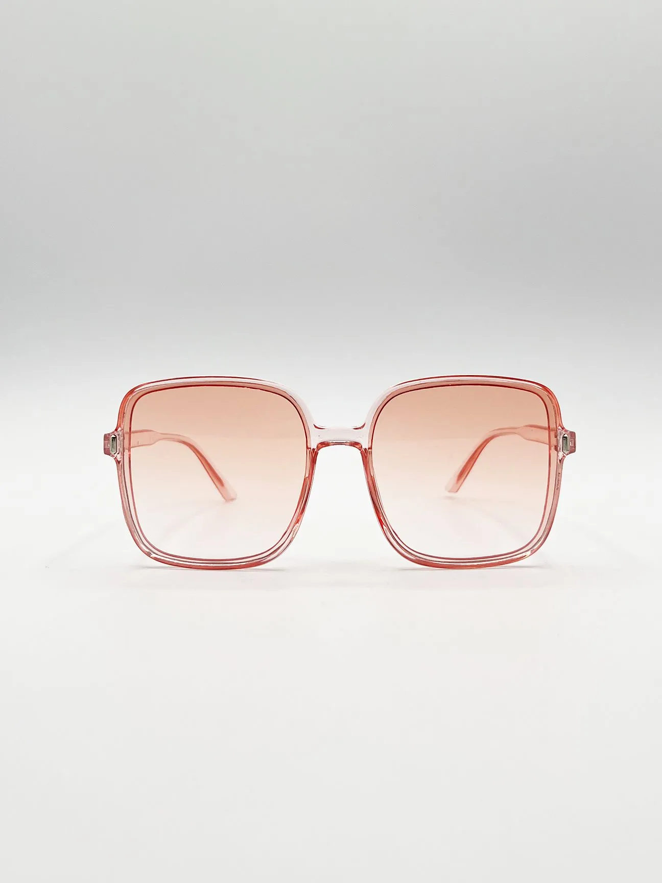 Oversized Lightweight Square Frame Sunglasses in Pale Pink