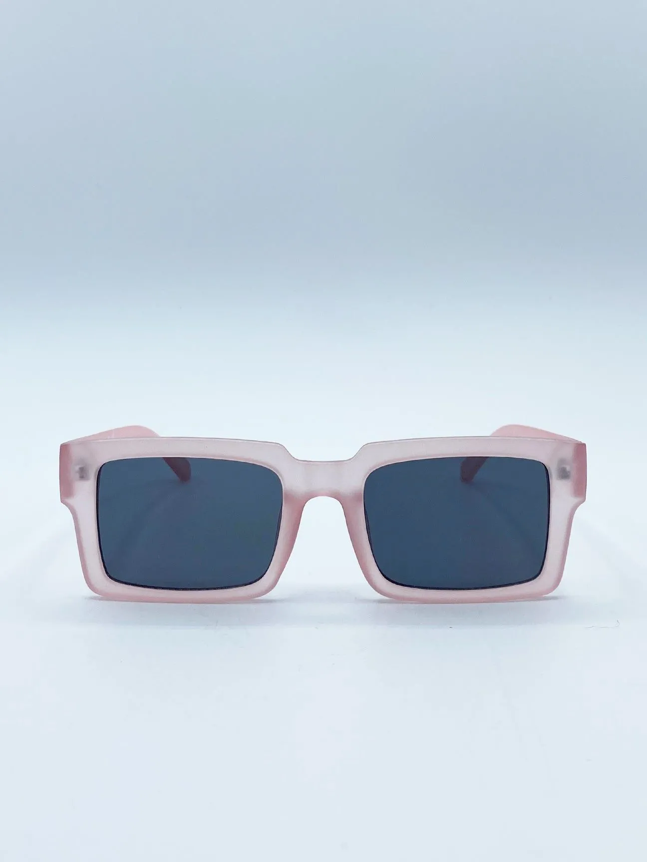 Square Frame Sunglasses in Matte Pink with Black Lenses