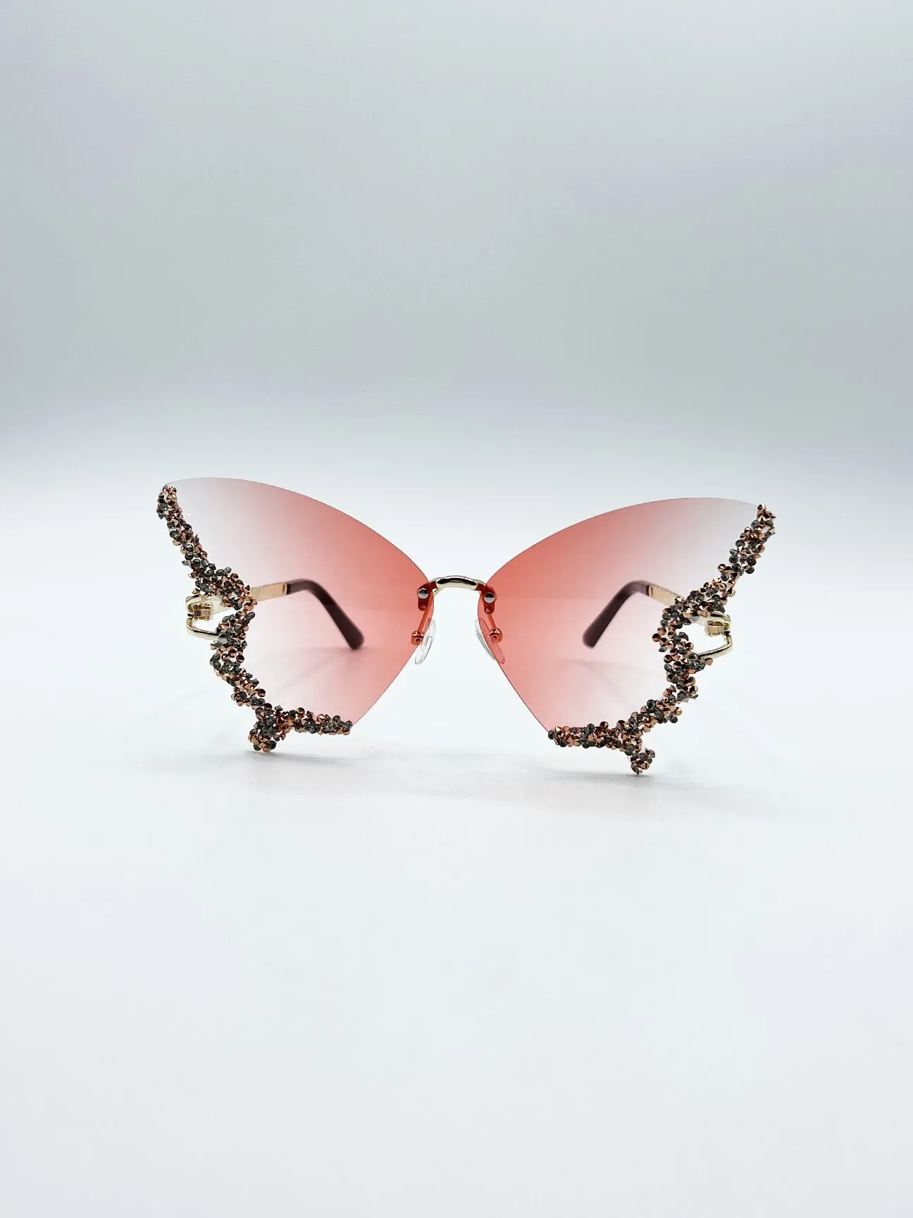 Butterfly Lens with Crystal Detail in Gradient Pink