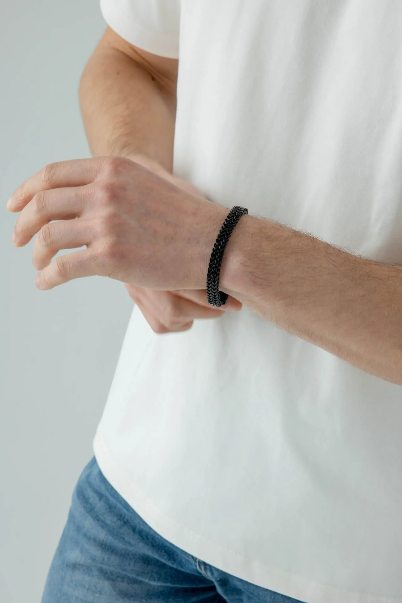 Double Franco Chain Bracelet in Black