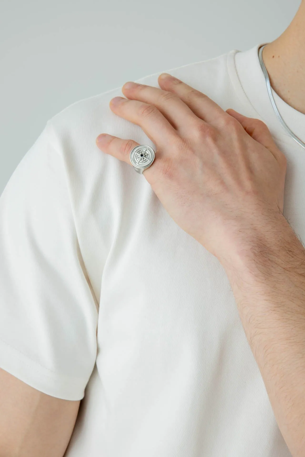 Compass Signet Pinky Ring