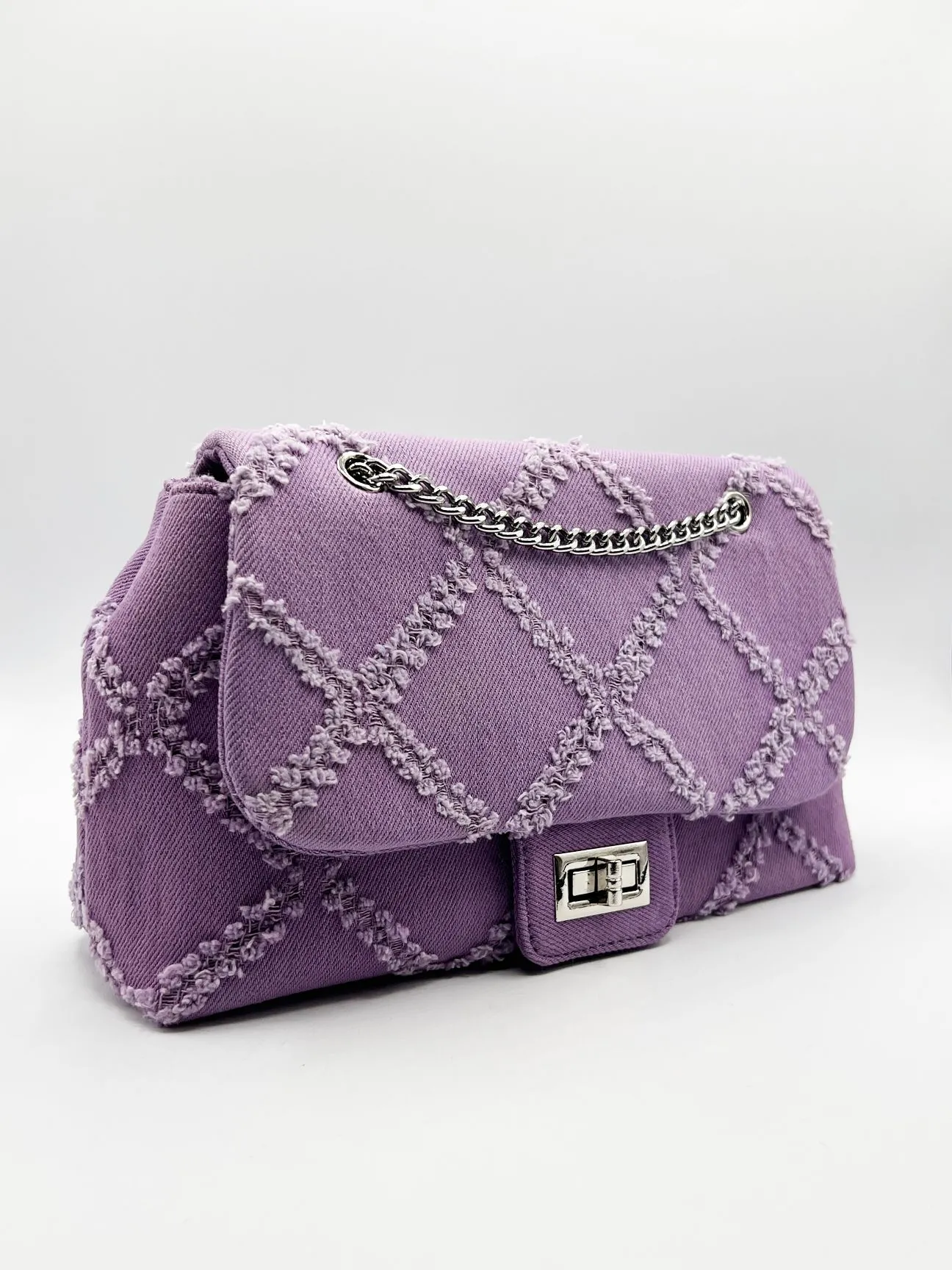 Denim with Distressed Geometric Pattern