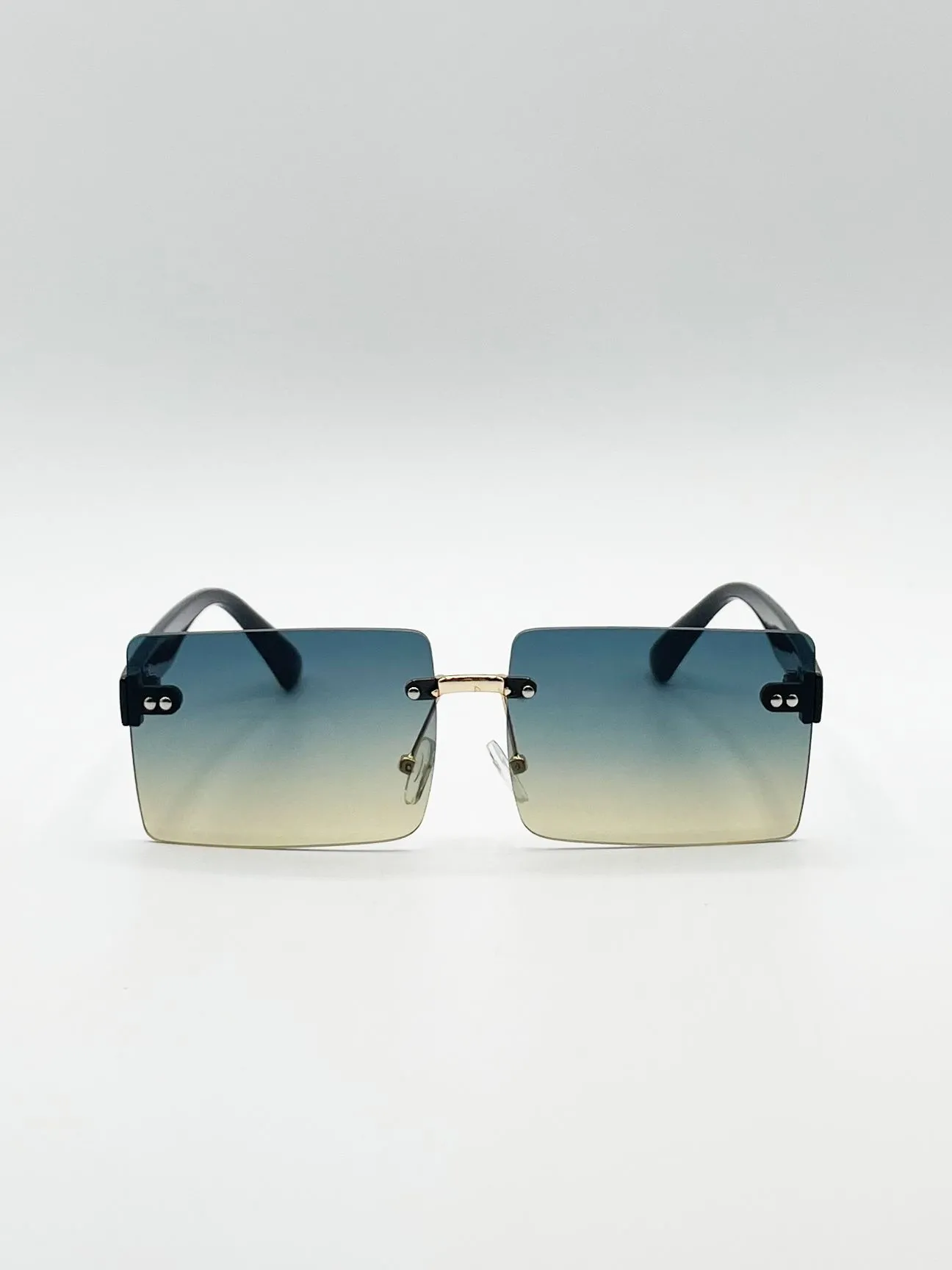 Square Rimless Sunglasses with Ombre Lens