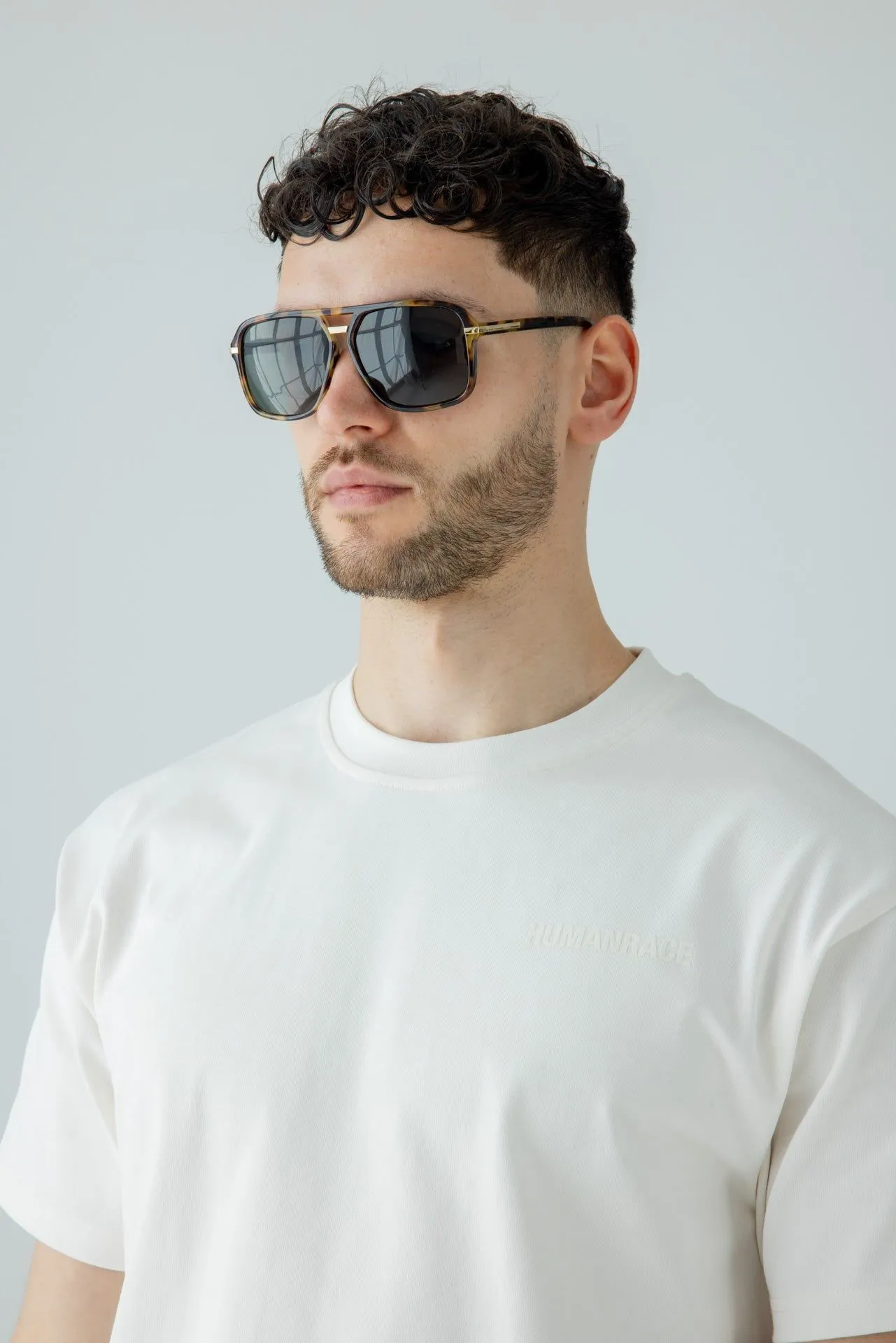 Tortoiseshell Navigator Sunglasses with Green Lenses
