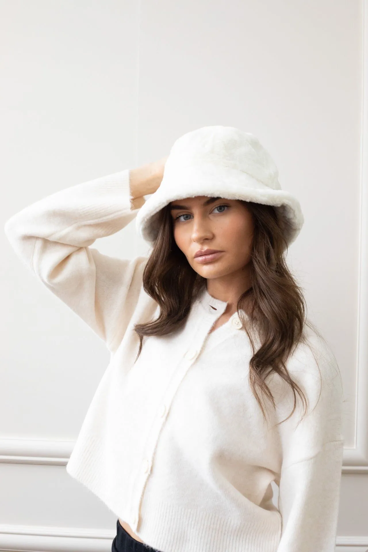 Soft Plush Cream Bucket Hat