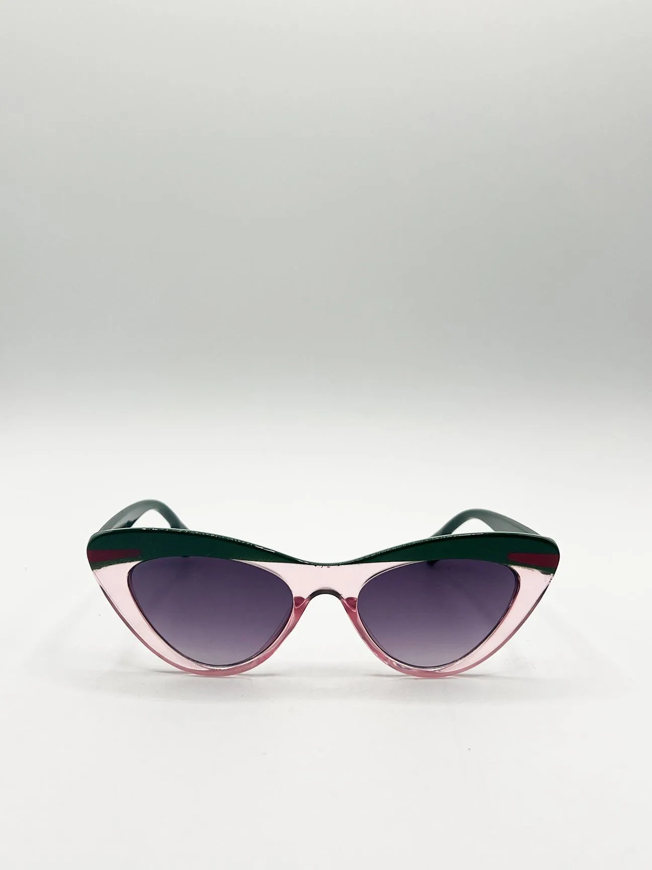 Two Tone Cat-Eye Sunglasses in Pink Green