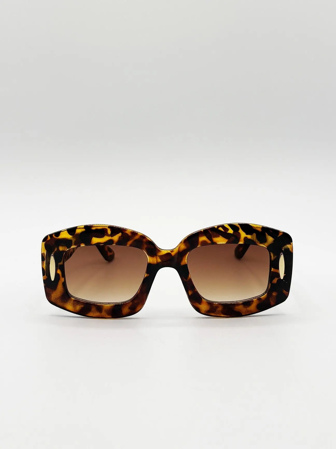 Oversized Chunky Rectangle Sunglasses in Tortoise