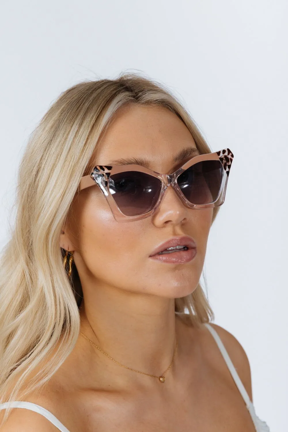Oversized Cat-Eye Sunglasses in Nude