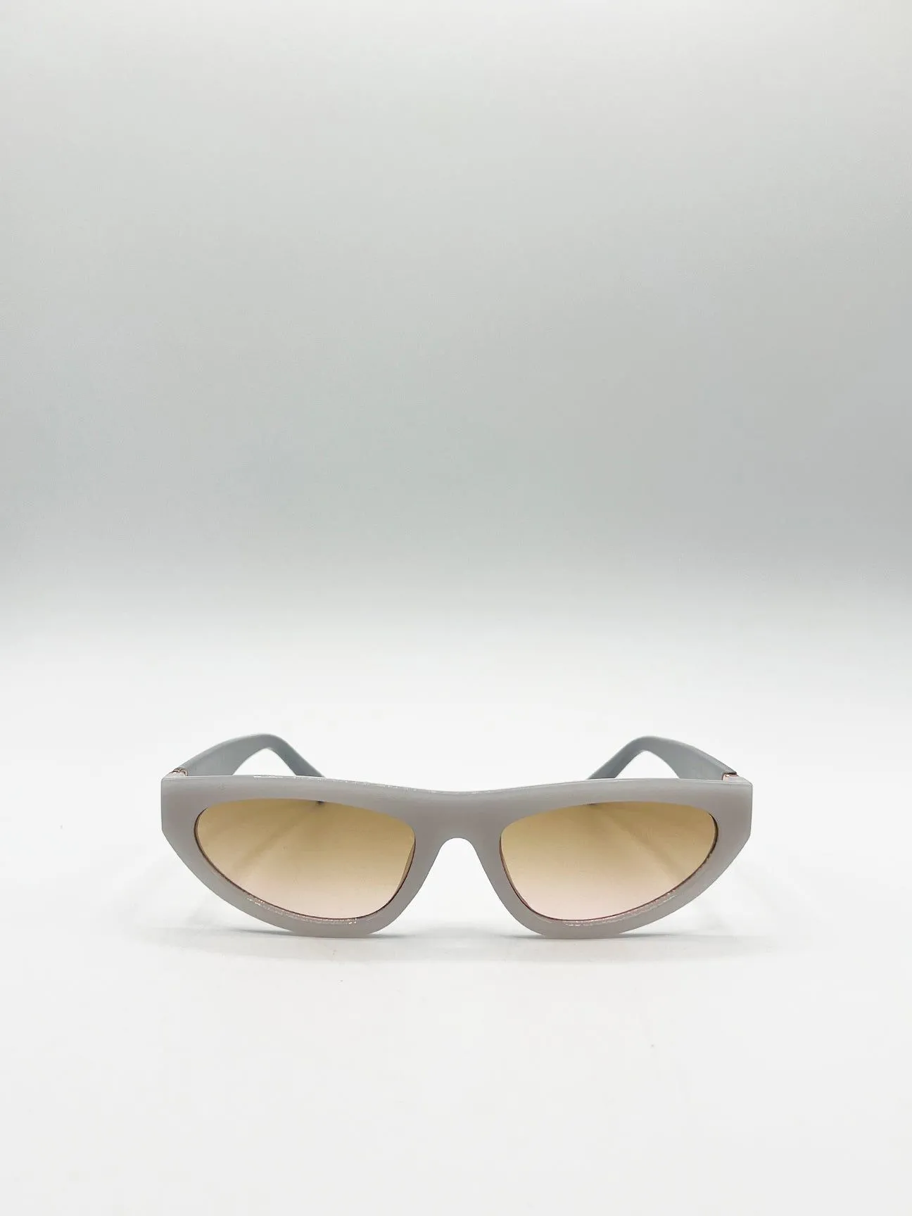 Retro Oval Sunglasses in Light Grey