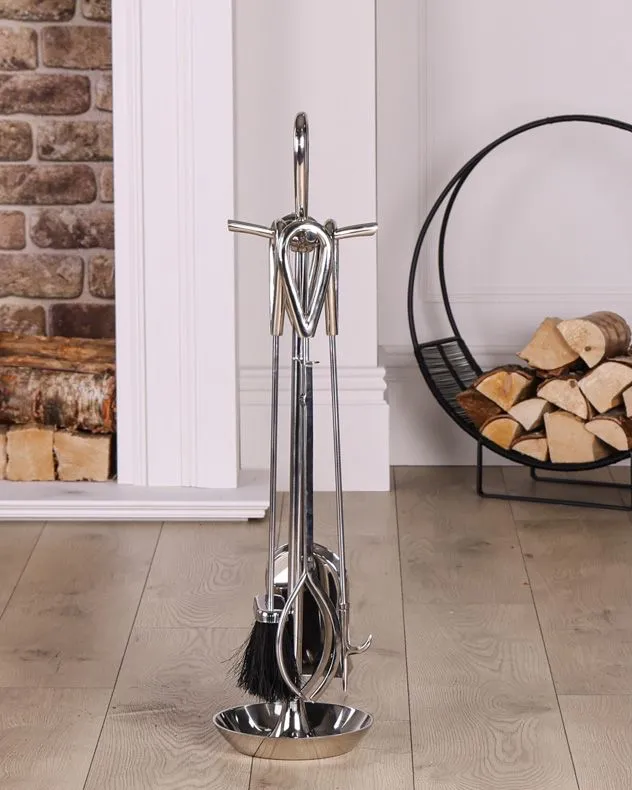 Contemporary Fireplace Freestanding 4pc Fireside Companion Set - 75cm High