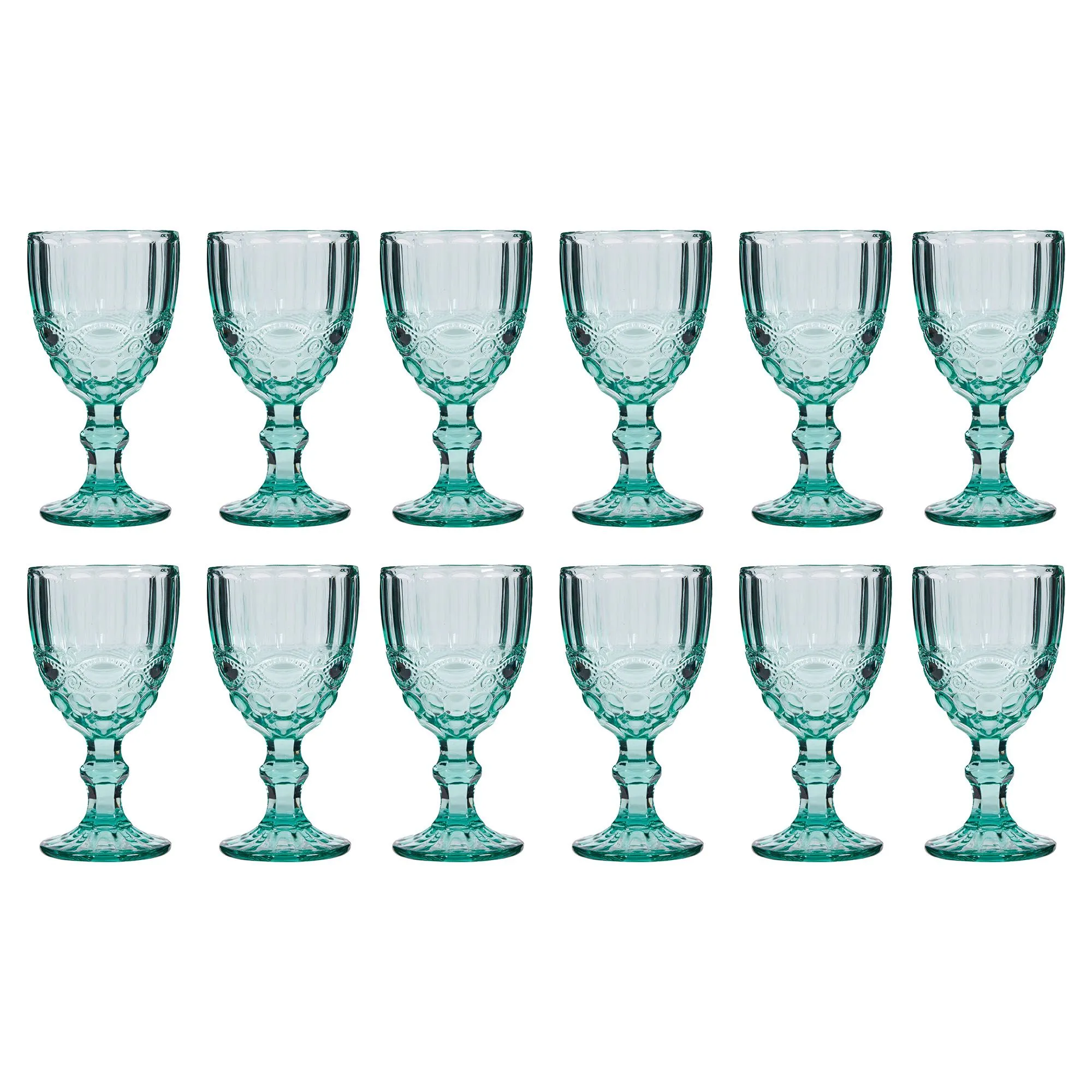 Set of 12 Vintage Luxury Turquoise Drinking Wine Glass Wine Goblets Gift Idea 350ml