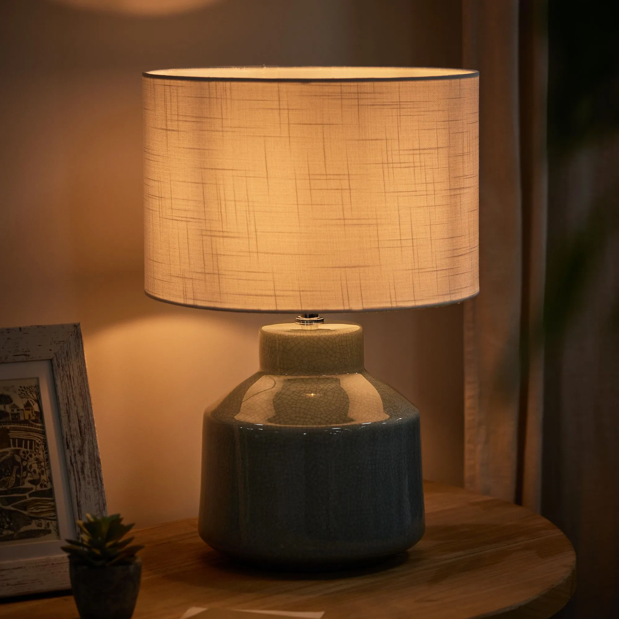 Vintage Style Ceramic Blue Bedside Table Lamp Room Décor Office Desk Lamp Night Light Table Lamp