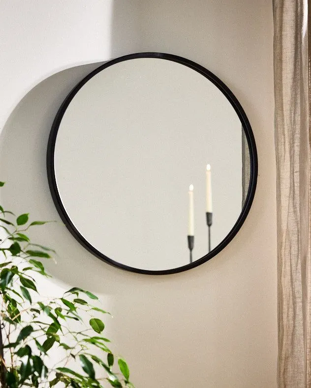 Classic Black Circular Decorative Framed Mirror Bathroom, Bedroom, Hallway Wall Mirror 60cm