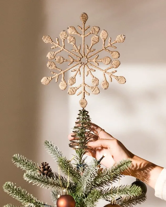 Brown Jute Snowflake Christmas Decorations Tree Topper