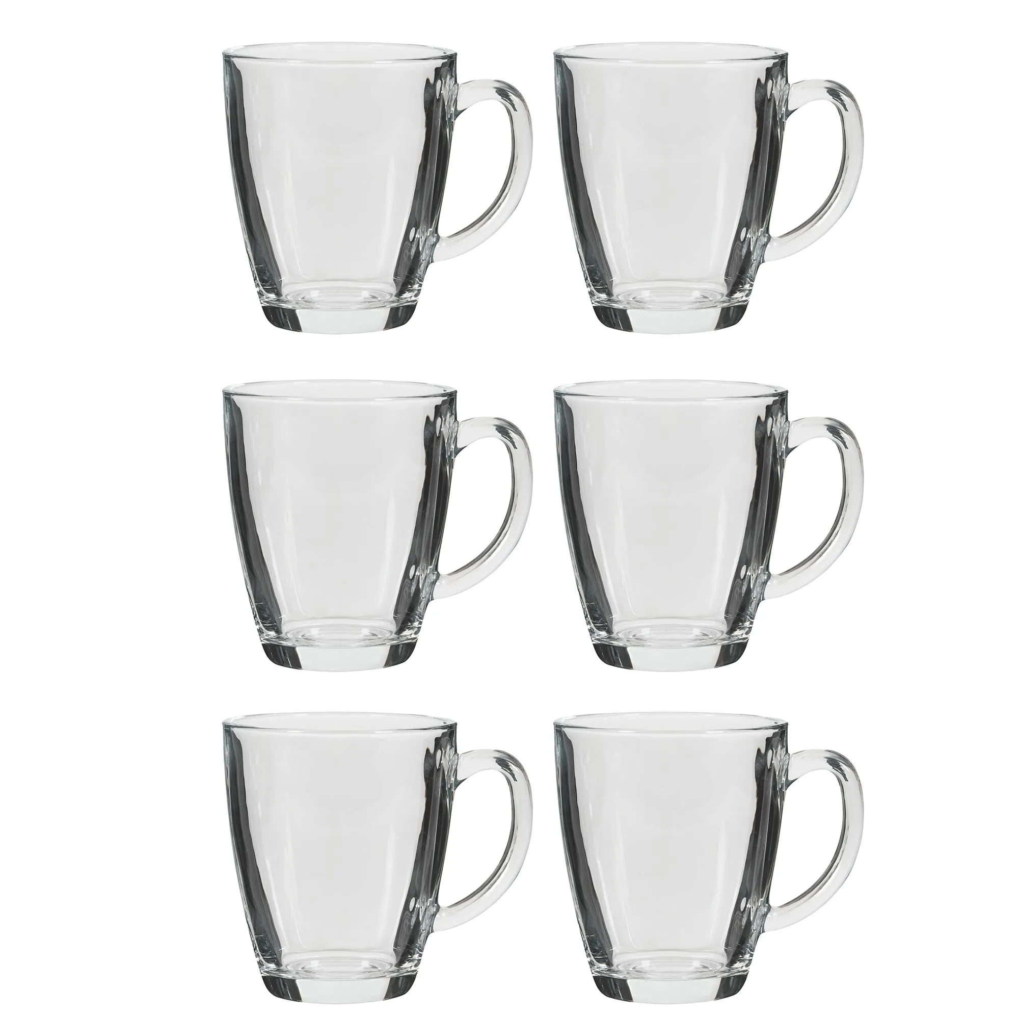 Set of 6 Traditional Clear Glass Coffee Mug Tea Cups