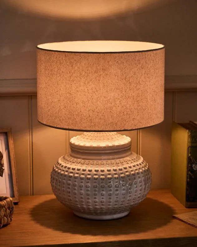 Modern White Ceramic Dimpled Bedroom Living Room Table Lamp