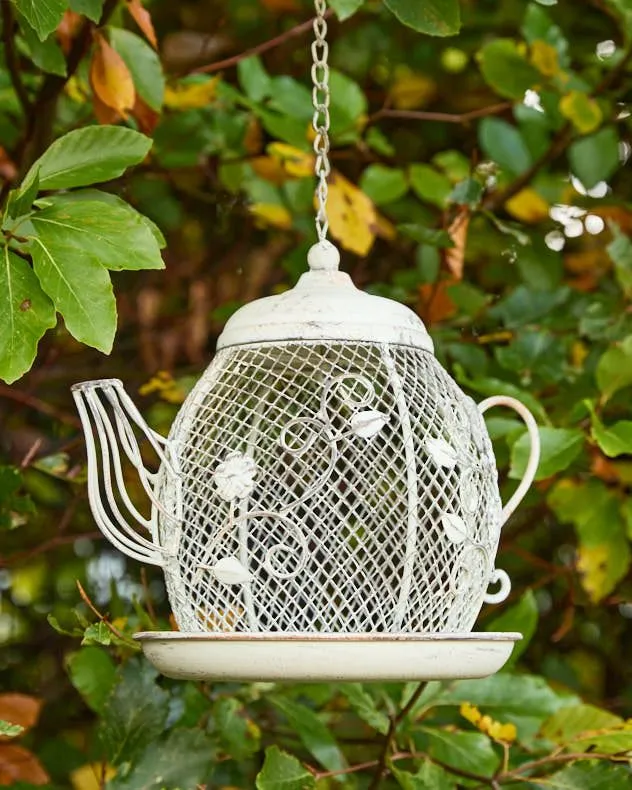 Antique Hanging Teapot Summer Outdoor Garden Bird Feeder
