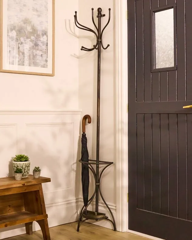 Traditional Style Wall Mounted Hallway Coat Stand and Umbrella Stand