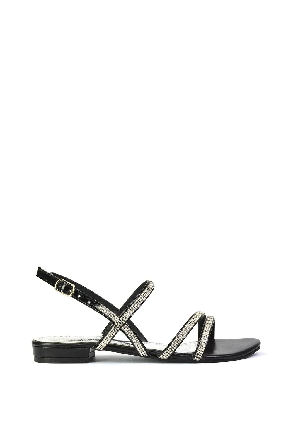 'Orla' Strappy Summer Flat Diamante Sandals Flats