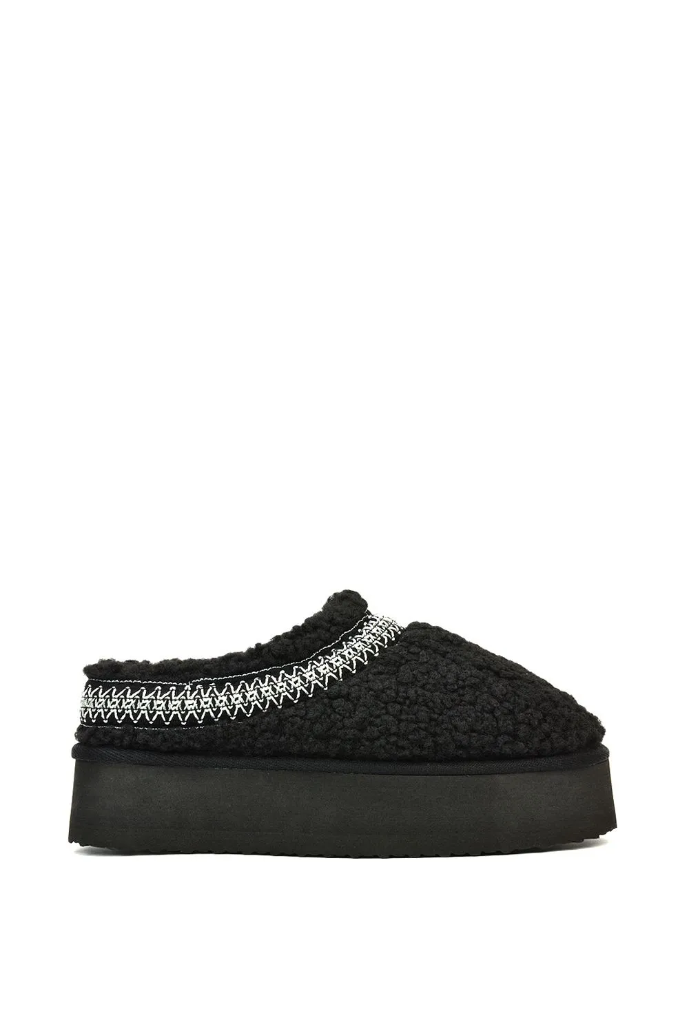 'Sonya' Aztec Faux Fur Teddy Flatform Slippers