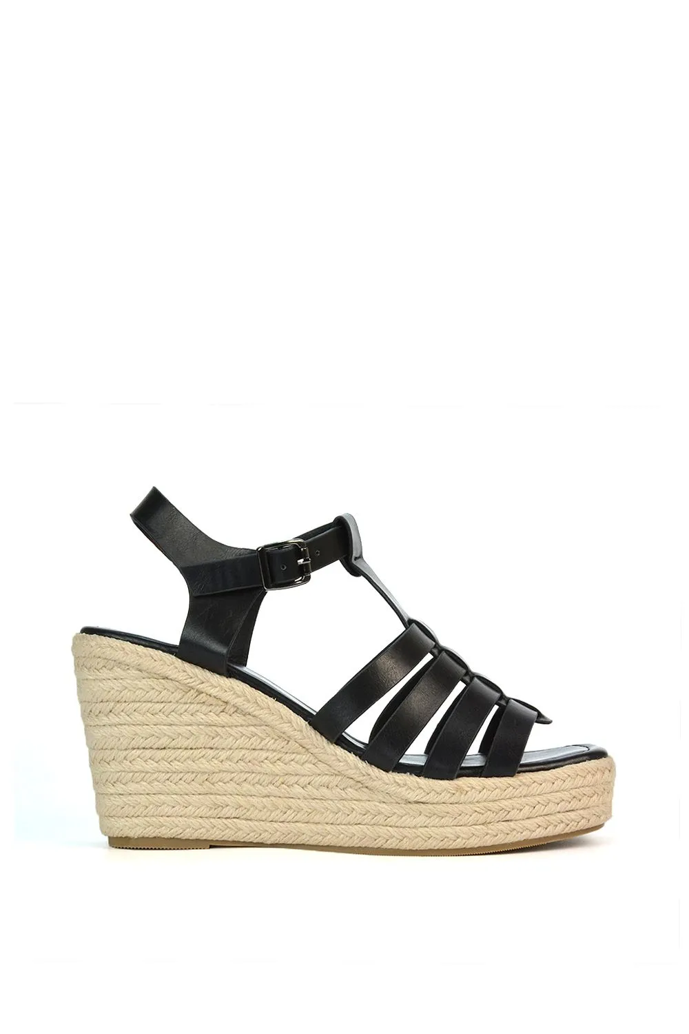'Remi' Wedge Heel Platform Espadrille Square Toe Sandals