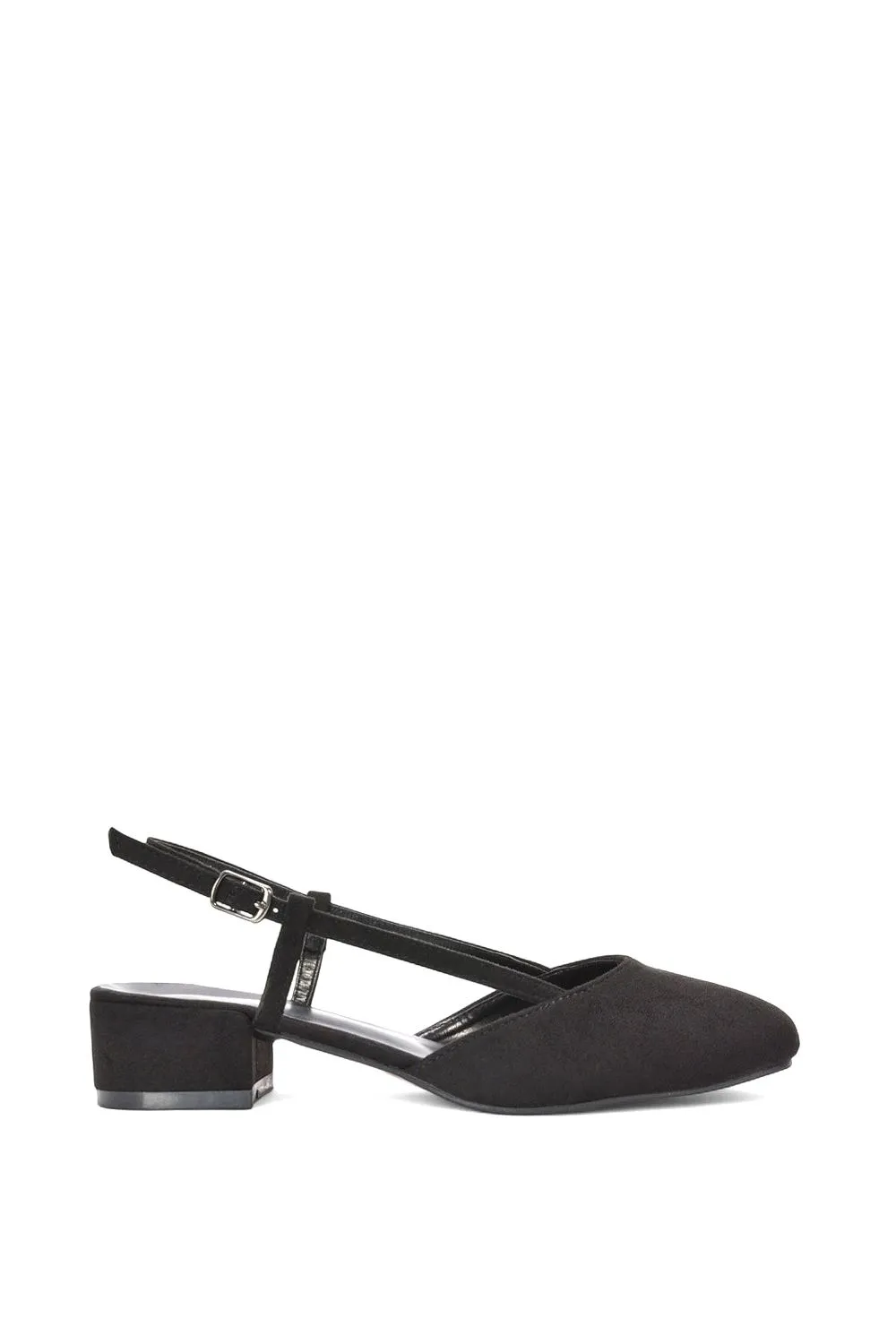 'Kira' Low Heel Court Shoes With Slingback and Buckle
