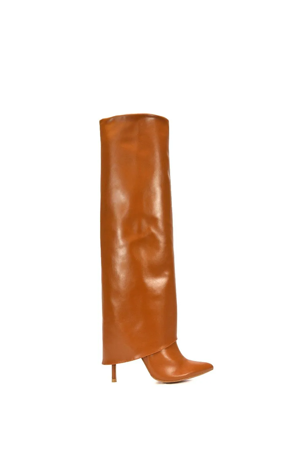 'Shauna' Knee High Fold Over Boots With Stiletto High Heel